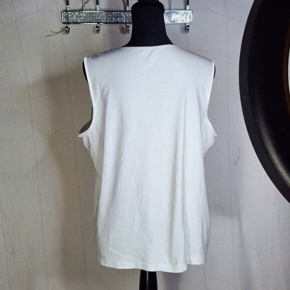 2pk CJ Banks White Cotton Satin Trim Sleeveless Camisole Tank Layering Top Sz 1X - Picture 10 of 16